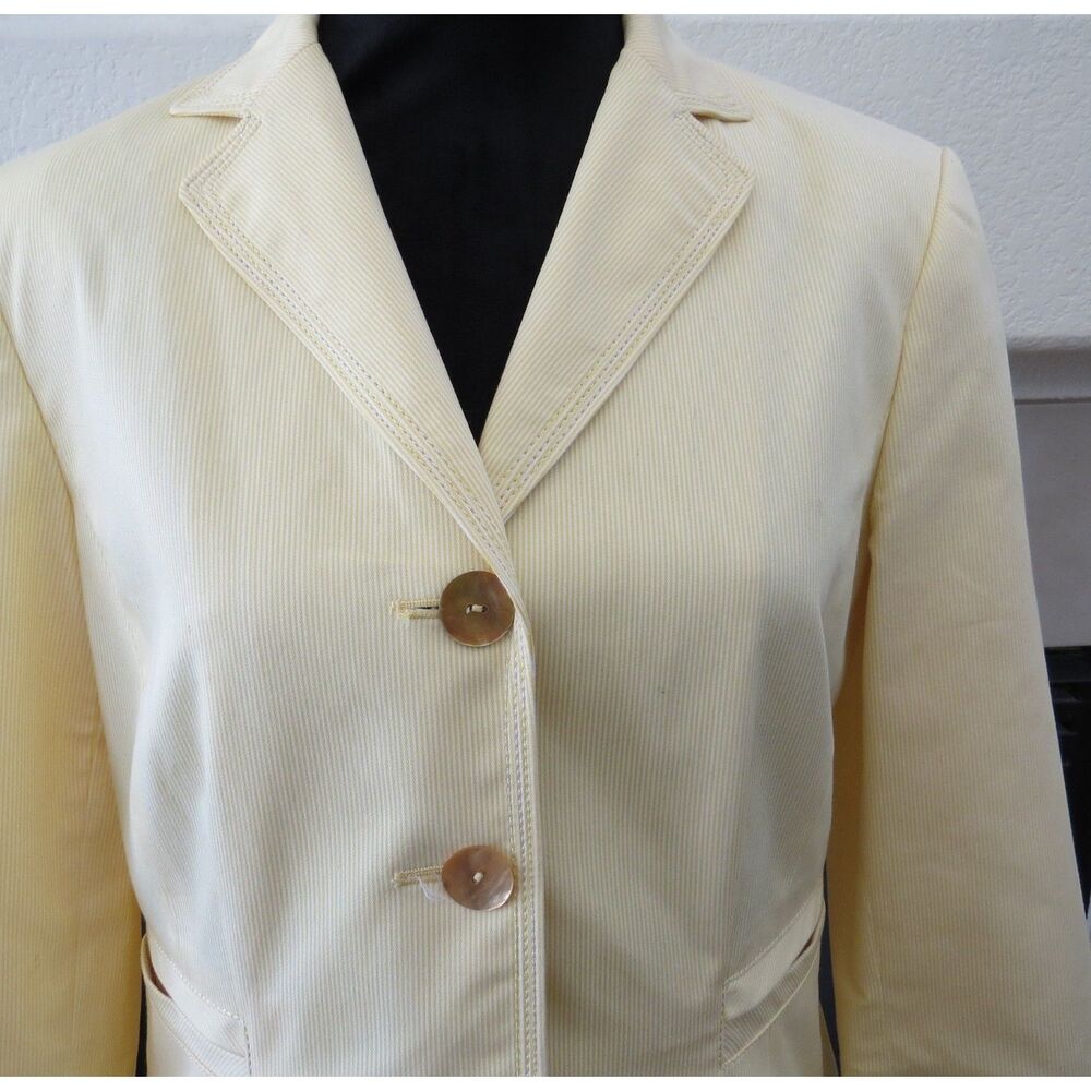 Focus 2000 by Charles Glueck  Vintage Yellow Pinstripe Blazer  10P  EUC - Picture 10 of 10